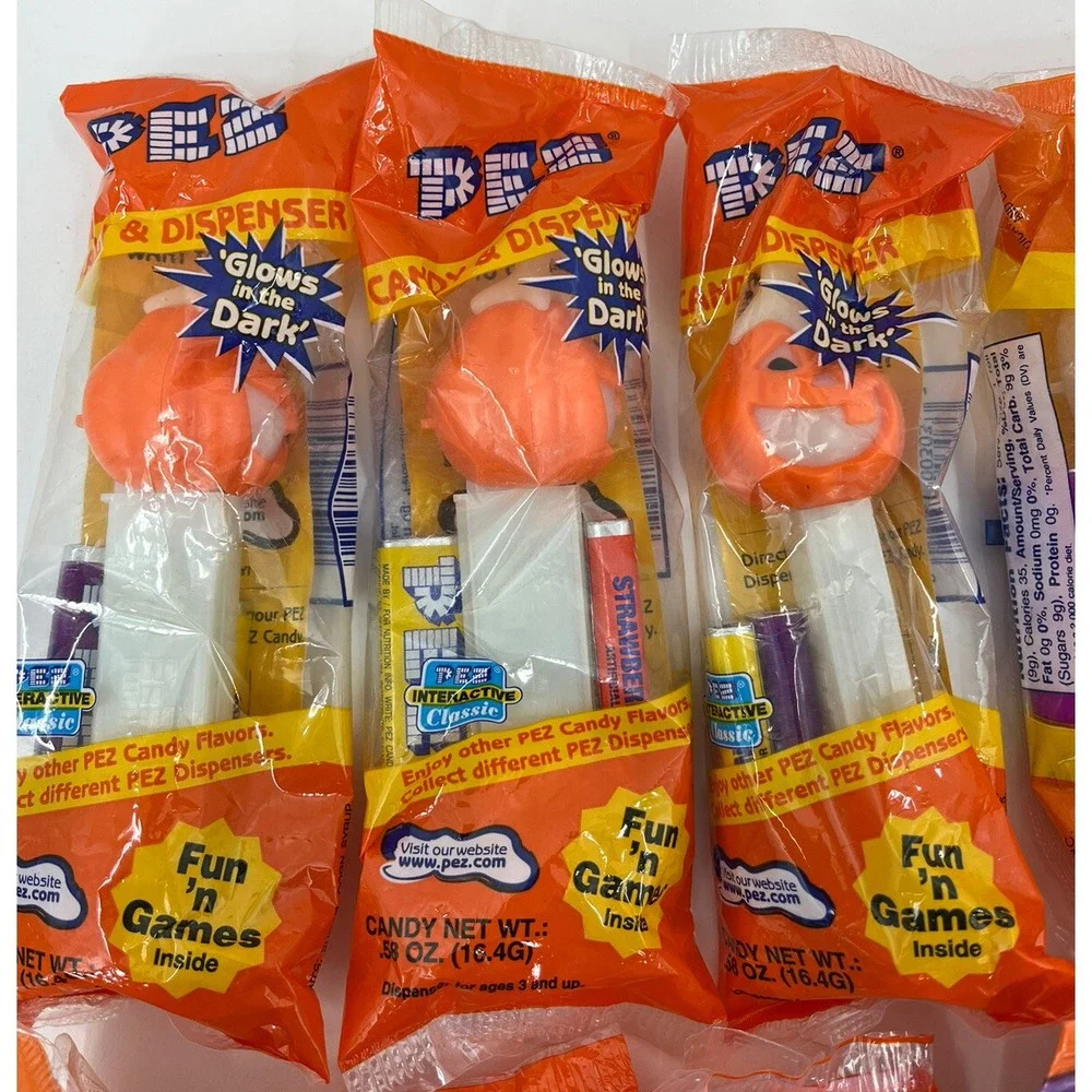Lot of 10 Halloween 90/00's PEZ Dispensers Glow in the Dark NEW Bat Skeleton
